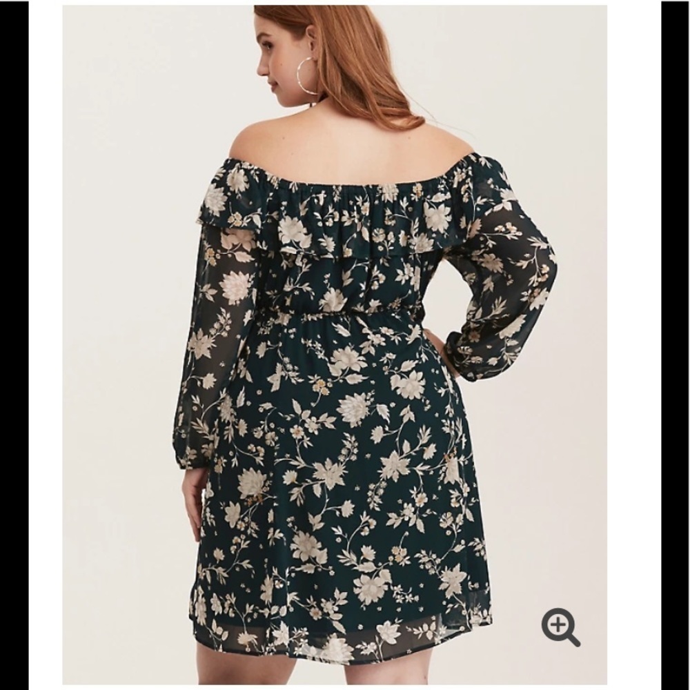 TORRID FLORAL CHIFFON OFF SHOULDER SKATER DRESS cc. - Picture 15 of 16